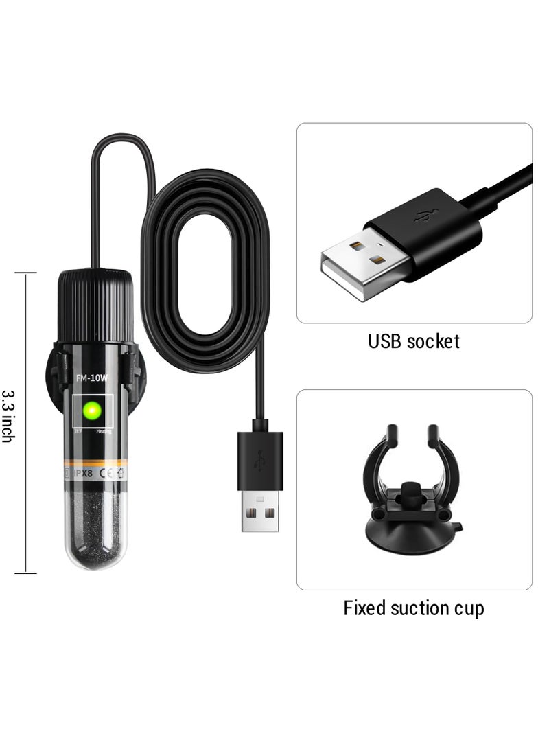 سخان بيتا صغير بشاشة رقمية، قوة ١٠ واط أو ١٥ واط، قابل للغمر في الماء، يعمل بالطاقة USB، مناسب لأحواض الأسماك بحجم يصل إلى غالون واحد. - Image 2